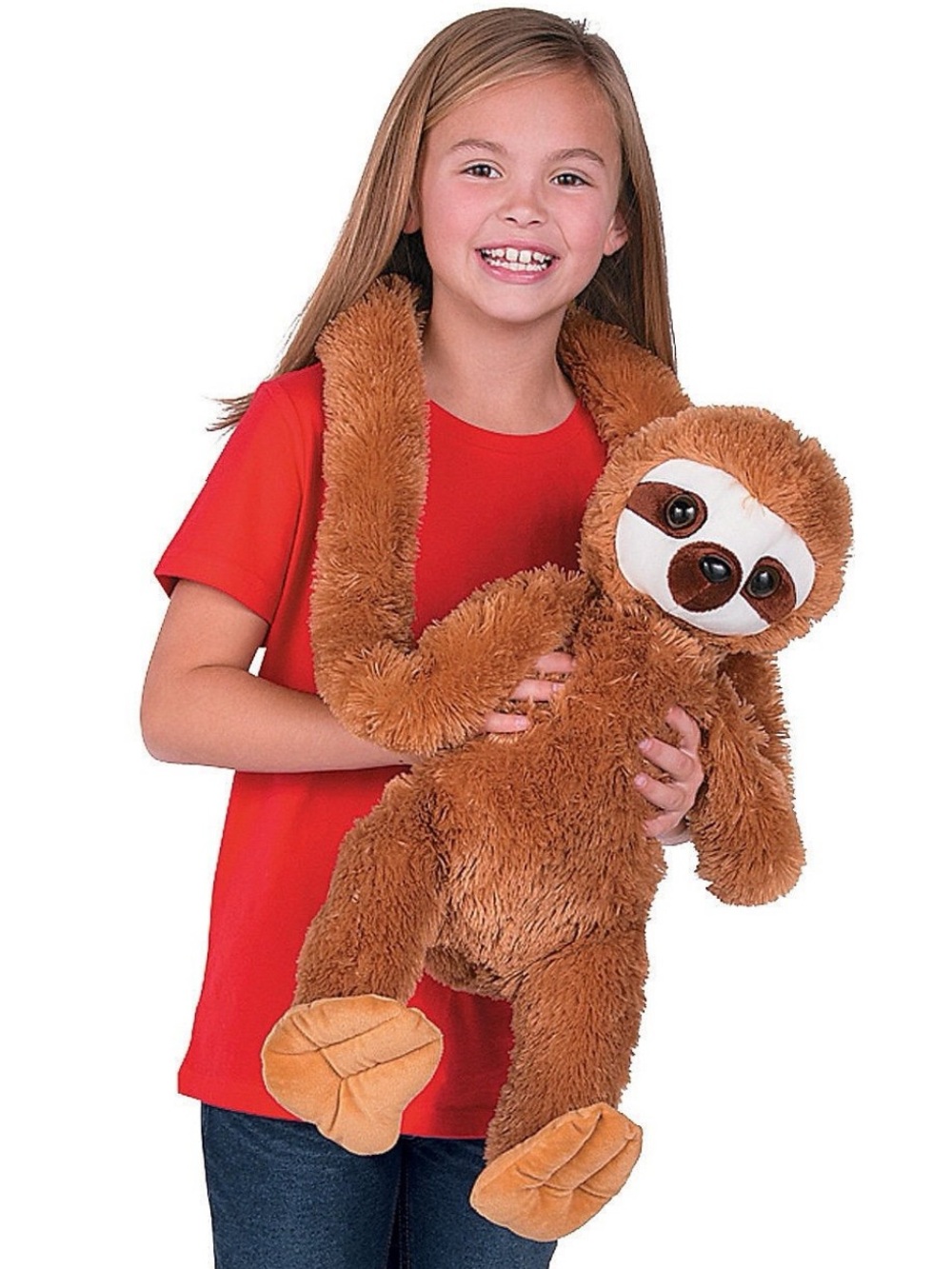 Large Hanging Sloth Plush 40” Huggable Stuffed Animal w/Velcro Hands